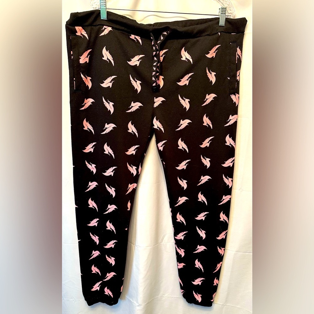 Illenium Sweatpants Joggers Size XL Black Pink Logos Drawstring Cotton 30 Inseam